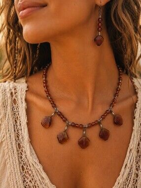 Artisan Elegant Brown Glass Drop Earrings - Women Jewelry